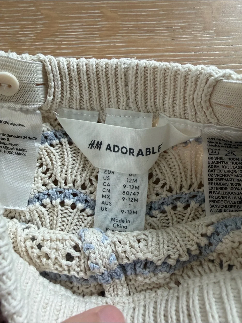 H&M Adorables Cream & blue Crochet/knit set
